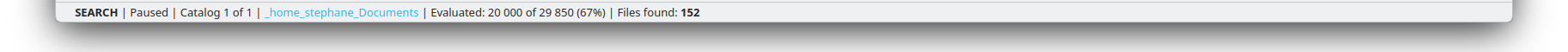 Status bar showing the paused state during a search operation