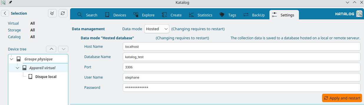 Nastavení hostovaného režimu zobrazující pole pro připojení k serveru