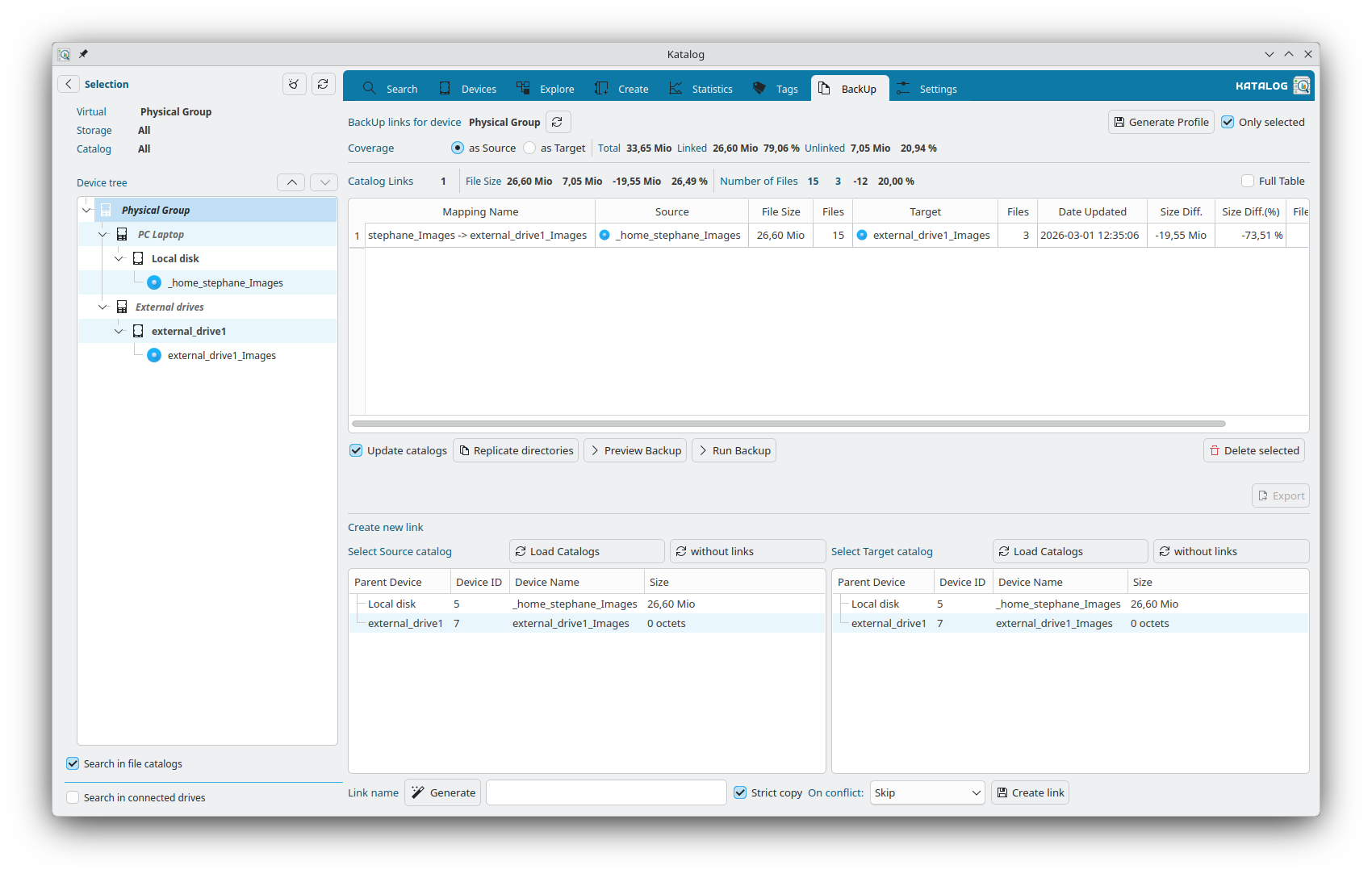 Comparaison source et cible